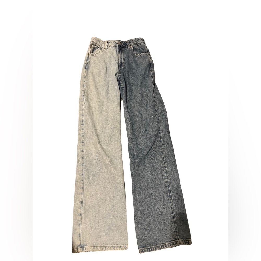 Garage denim straight leg two tone jeans